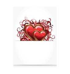 Illustration romantic letter with grunge floral hearts - vector