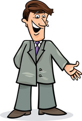 cartoon illustration of funny man in suit