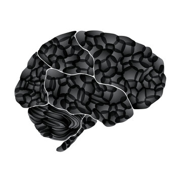 human brain, dark thoughts, vector abstract background
