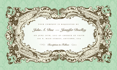 Vector Victorian Wedding Frame for Invitation. All pieces are separate, and easy to edit.