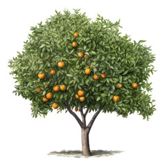 Orange tree illustration isolated. Generative AI.