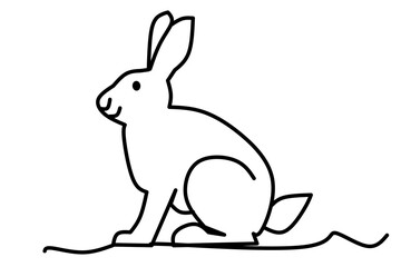Fototapeta na wymiar Rabbit line drawing isolated on white background. Vector illustration.