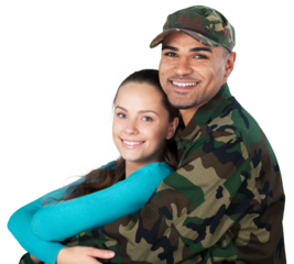 Soldier Embracing Wife