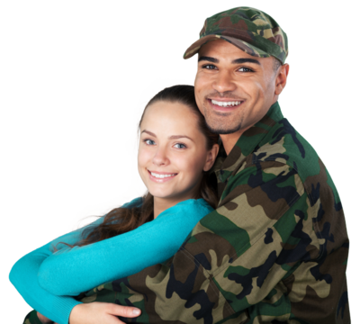 Soldier Embracing Wife