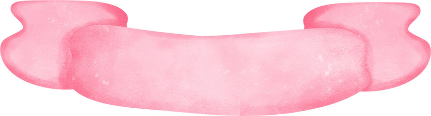 Cute pink banner watercolor ribbon painting
