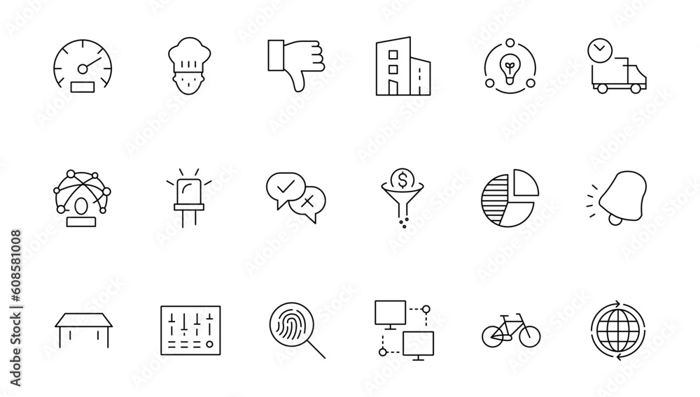 Poster set of thin line web icon set, simple outline icons collection, pixel perfect icons, simple vector i