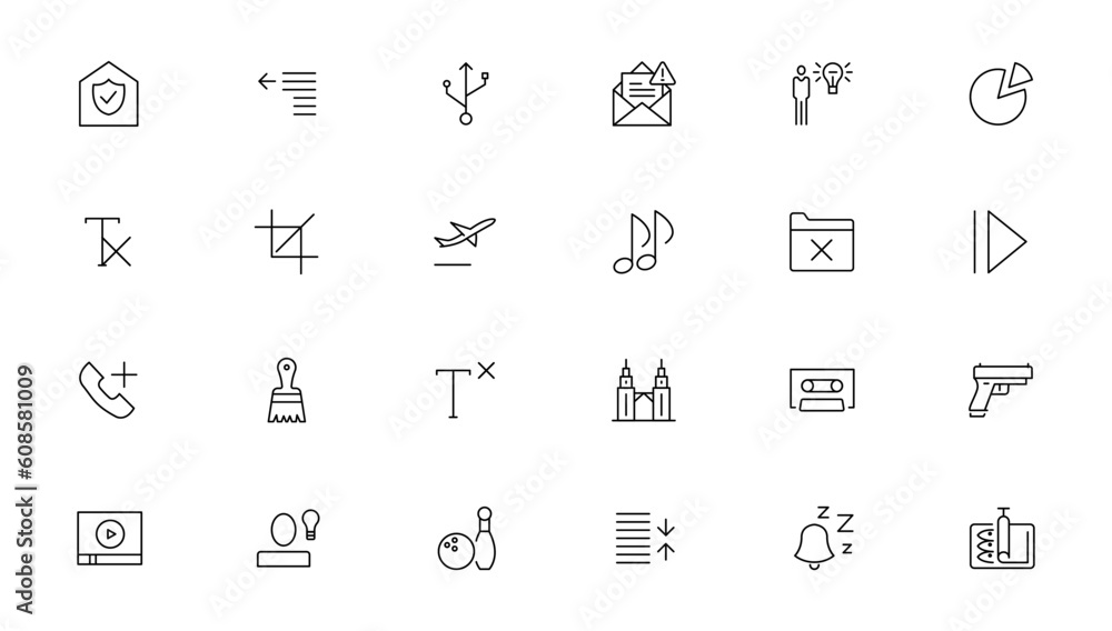 Poster thin line icons set. thin line simple outline icons, pixel perfect icons