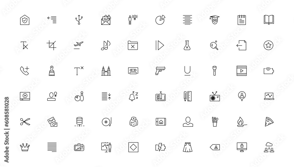 Poster thin line icons set. thin line simple outline icons, pixel perfect icons