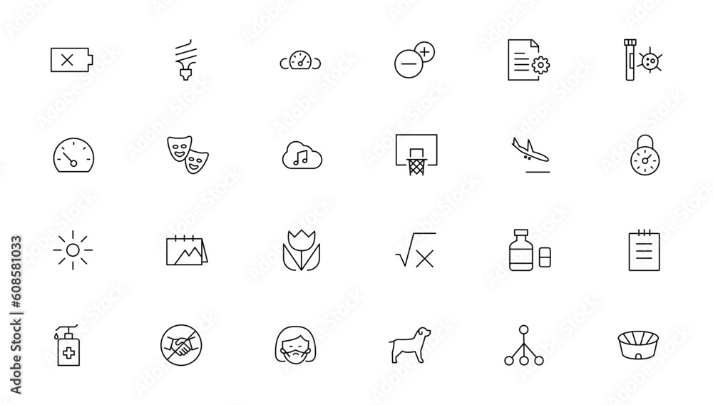 Poster thin line icons set. thin line simple outline icons, pixel perfect icons