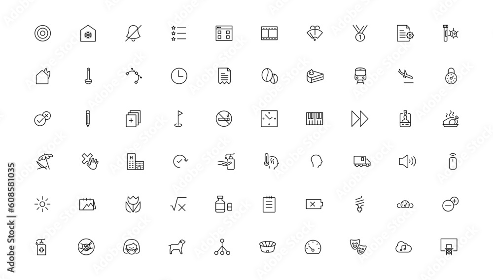 Poster thin line icons set. thin line simple outline icons, pixel perfect icons