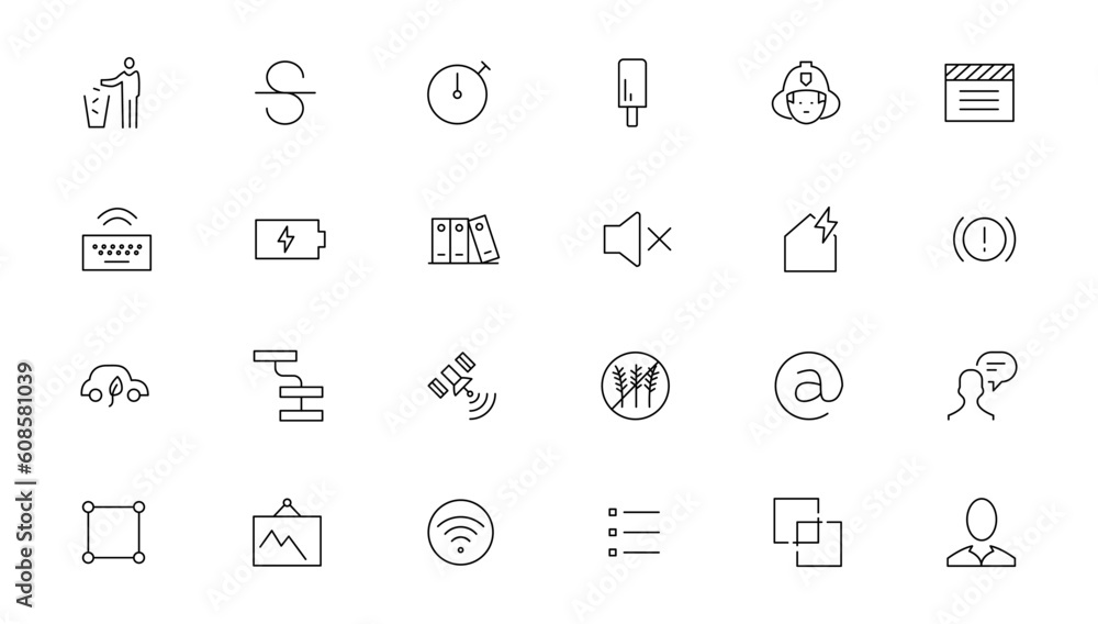 Poster thin line icons set. thin line simple outline icons, pixel perfect icons