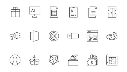 Set of thin line web icon set, simple outline icons collection, Pixel Perfect icons, Simple vector illustration