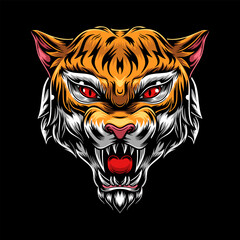 scary tiger face vector illustration