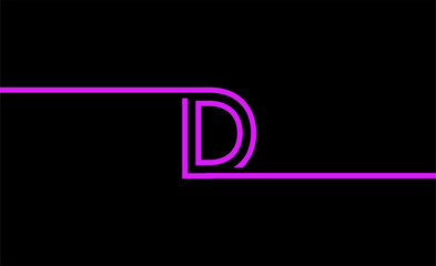 simple graphic design of the letter D with a line model that extends from end to end. with black background and pink design color. suitable for a symbol or logo that uses an aesthetic style.