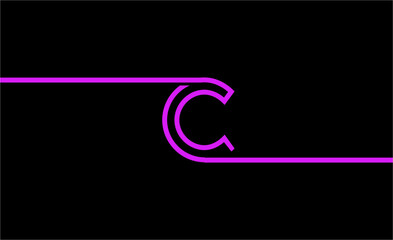 simple graphic design of the letter C with a line model that extends from end to end. with black background and pink design color. suitable for a symbol or logo that uses an aesthetic style.