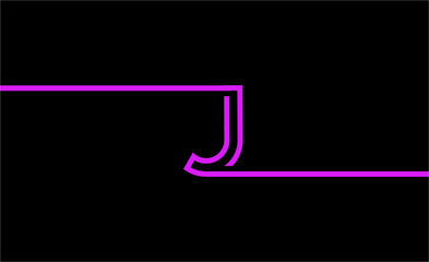 simple graphic design of the letter J with a line model that extends from end to end. with black background and pink design color. suitable for a symbol or logo that uses an aesthetic style.