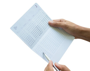 Bank Book Account Passbook Statement Number Money,Hand Woman Check Pay and Income Financial...