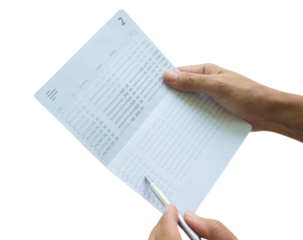 Bank Book Account Passbook Statement Number Money,Hand Woman Check Pay and Income Financial Document Paycheck,Balance Cash Math Investment Page Paper Business,on transparent background,png file