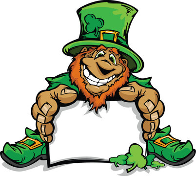 Happy Cartoon Leprechaun on St Patricks Day Holiday Vector Illustration