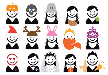 celebration people, vector icon set