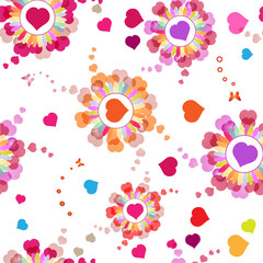 Fototapeta na wymiar Seamless pattern with hearts and butterflies for Valentine's day