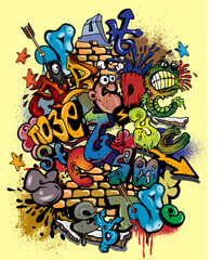 vector image of typical urban art elements