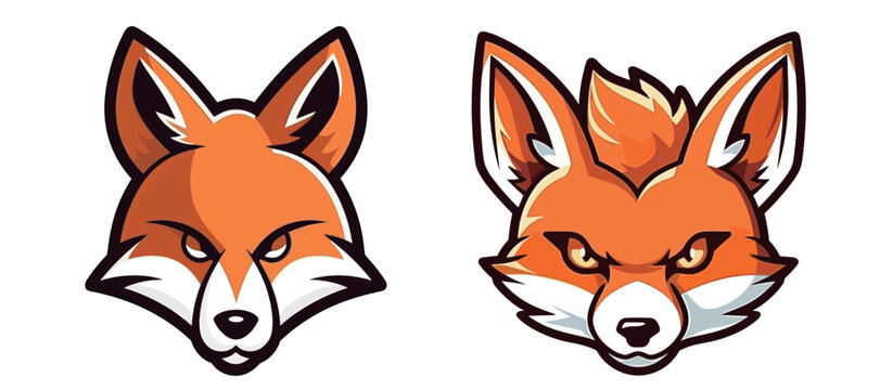 Cute orange fox head image portfolio vector illustration 