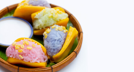 Jackfruit sticky rice. Thai dessert