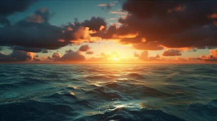 Fototapeta na wymiar Beautiful seascape at sunset.generative ai