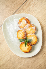 cream cheese pancakes with mint