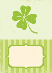 Illustration of clover with four leaves in vintage style