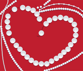 Vector illustration of pearls necklace and beads