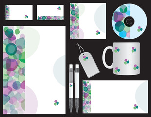 A set of office objects with the corporate style. Vector illustration.