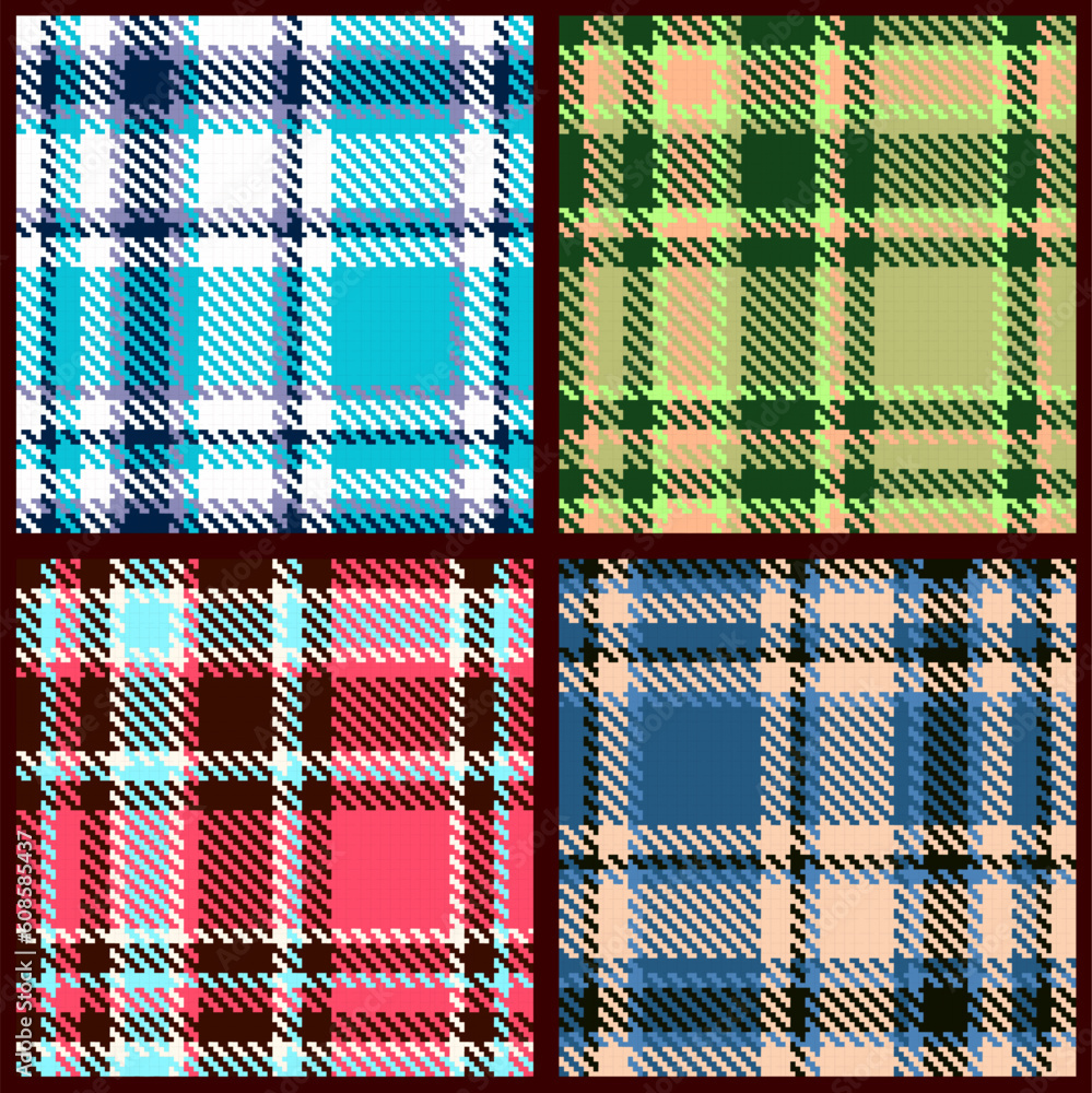 Poster set of seamless checkered vector pattern