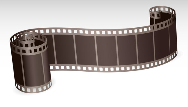 twisted film strip roll for photo or video on white background vector illustration