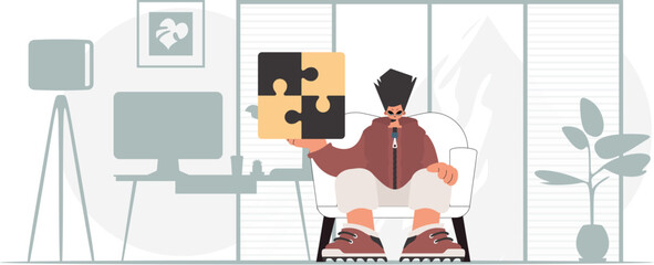 The person is holding a daze. Collect work subject. Trendy style, Vector Illustration