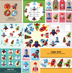 cartoon spaceship card