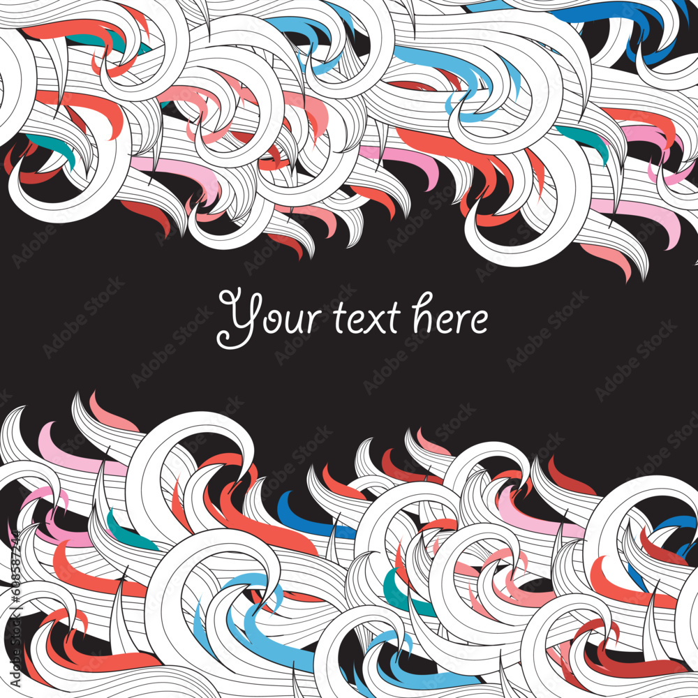Aufkleber bright graphics with wavy abstract background elements on a black background