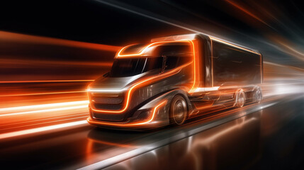 Obraz na płótnie Canvas A truck with a trailer on the road.generative ai