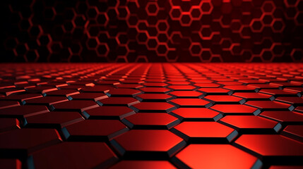 A red wall with hexagons on it.generative ai