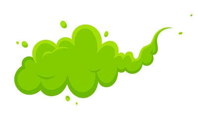 Smelling green cartoon smoke or fart clouds flat style design vector illustration. Bad stink or toxic aroma cartoon smoke cloud isolated on white background.