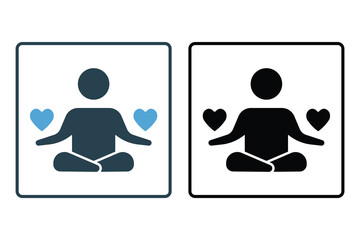 Meditation icon. meditating with heart pose human. icon related to healthy living, yoga, meditation, relaxation. Solid icon style design. Simple vector design editable. EPS 10 and SVG files