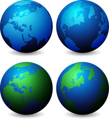 Collection of Globes With World Map - Isolated on White