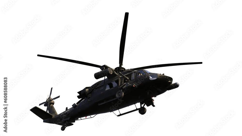 Wall mural 3d render military helicopter war machine end of world