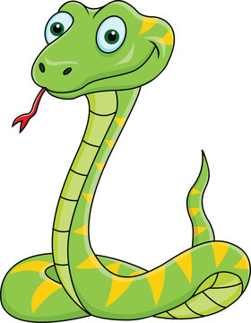 Vector Illustration Of Funny Snake Cart