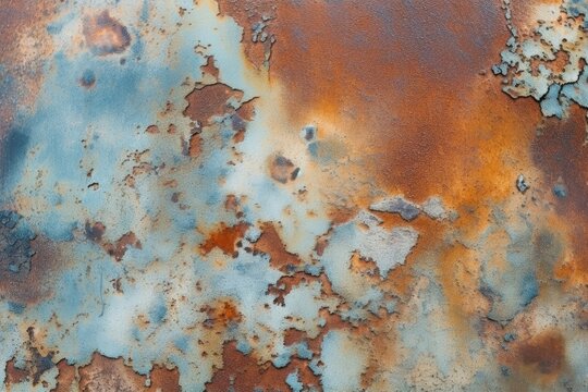 Rust of metals. Corrosive Rust on old iron white. Generative AI © nadunprabodana