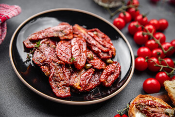 tomato antipasti sun dried food vegetable meal snack on the table copy space food background rustic top view