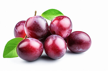 Obraz premium Ai generative. Fresh plums on white
