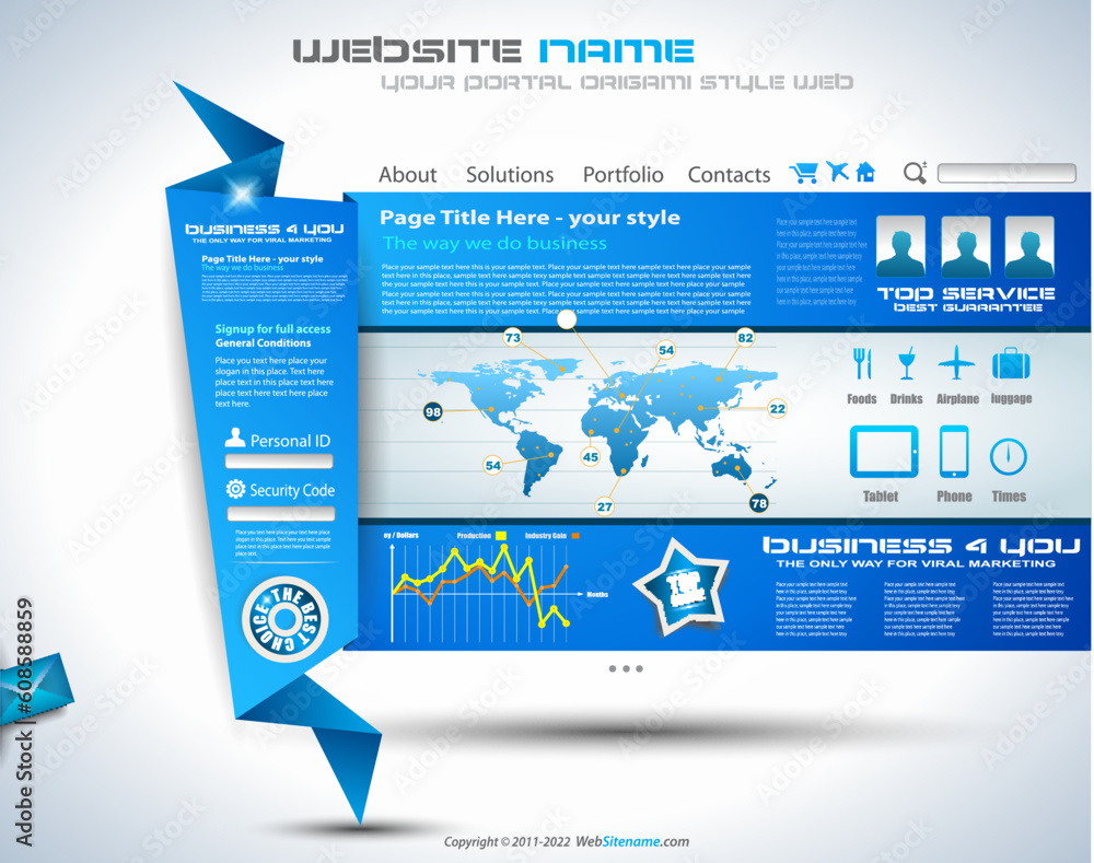 Poster origami website - elegant design for business presentations. template with a lot of design elements.