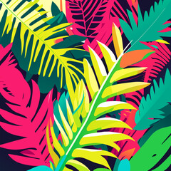 Seamless pattern with tropical leaves. Vector illustration. EPS 10